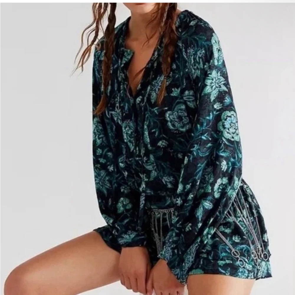 Free People Dance Til Dawn Floral Romper NWOT size medium